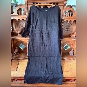Reformation Black Goth Minimalist Long Sleeve Linen Dress Size XS